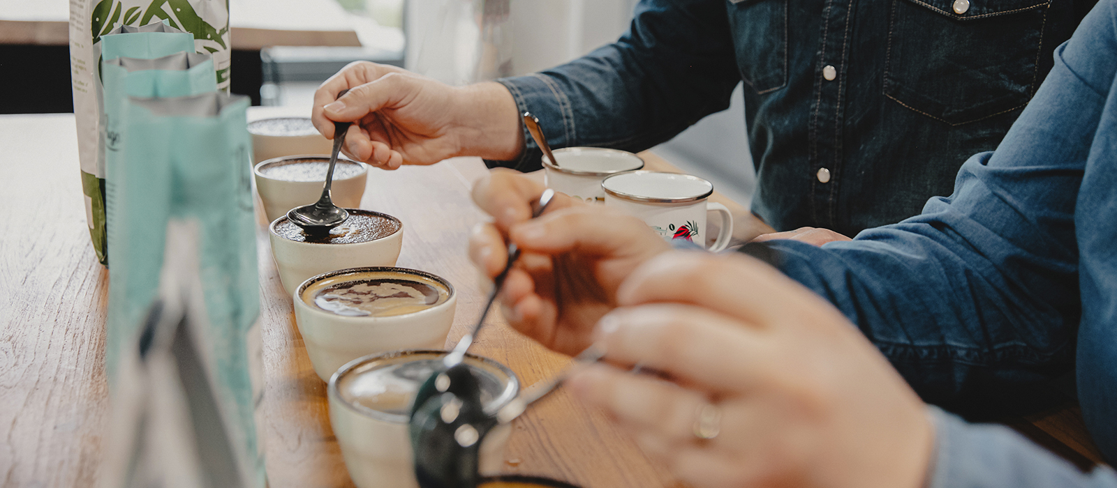 cupping coffee