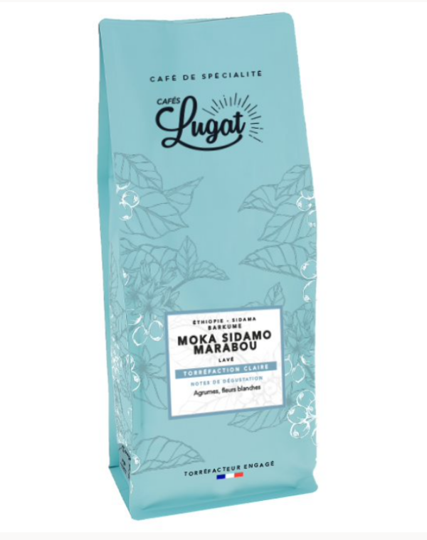 Café en grains - Moka Sidamo Marabou - Cafés Lugat 1kg