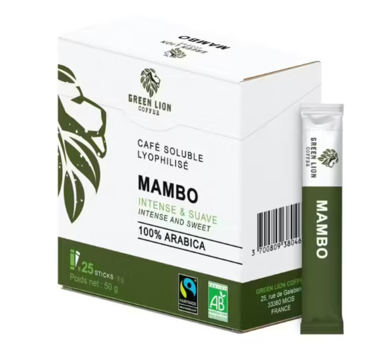 Café lyophilisé - Mambo - Green Lion Coffee - 25 sticks