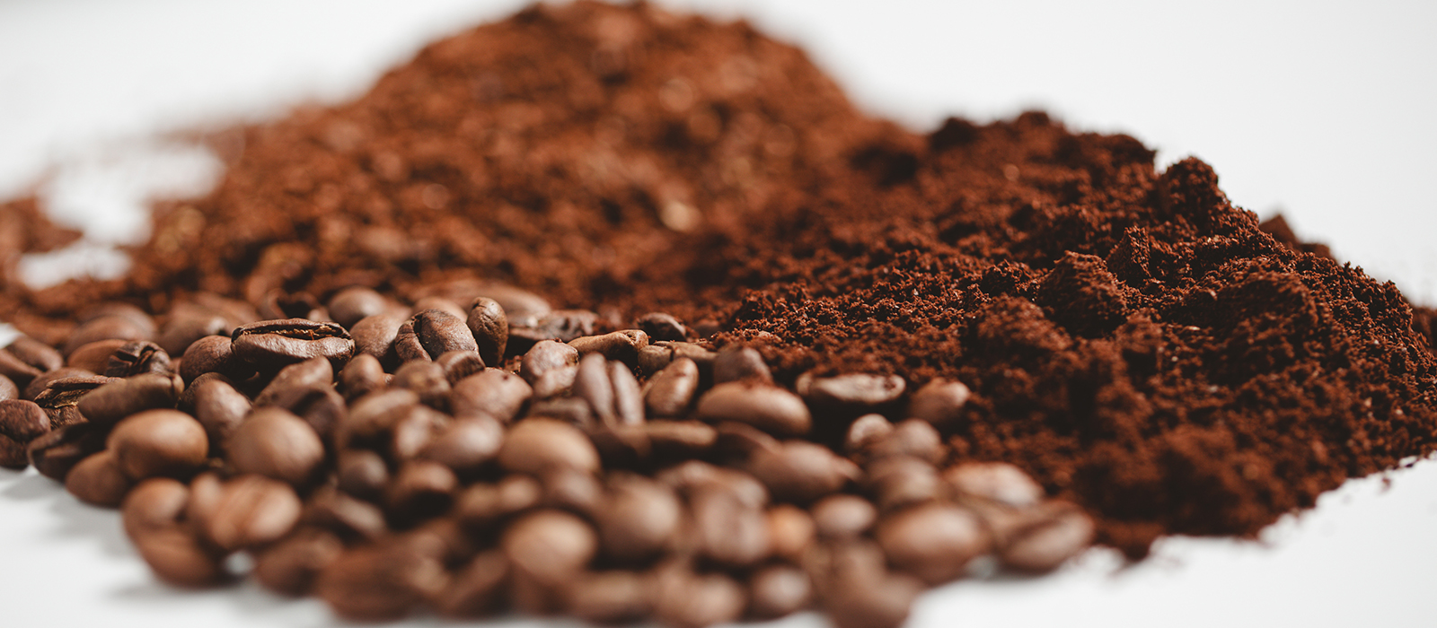 coffee grounds and beans