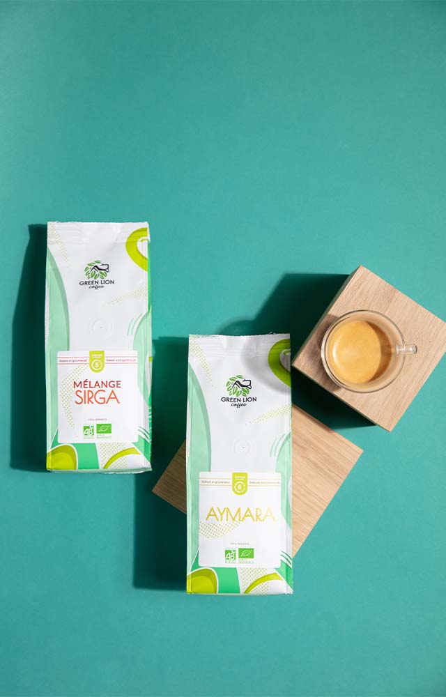 green lion coffee label anemos